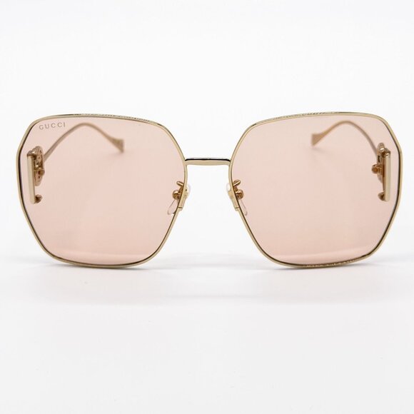 NEW GUCCI GG1207SA 001 SUNGLASSES WOMEN GOLD/PINK EYEWEAR - Picture 5 of 13